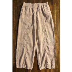 Wrap London Women’s 12 Pants Wide Leg 100% Linen Pull On High Rise Straight